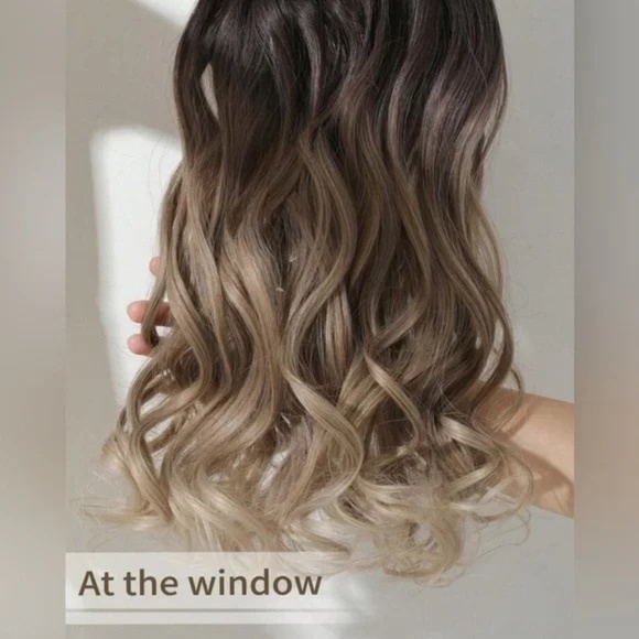 Human hair blend 22 Inch Balayage Brown & Blonde Clip in Curly Hair Extensions - Picture 6 of 11